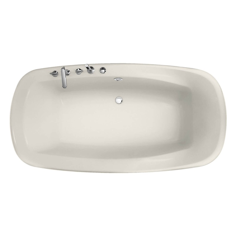 MAAX 101318-094-007 Eterne 7242 Acrylic Drop-in Center Drain Combined Hydromax & Aerofeel Bathtub in Biscuit