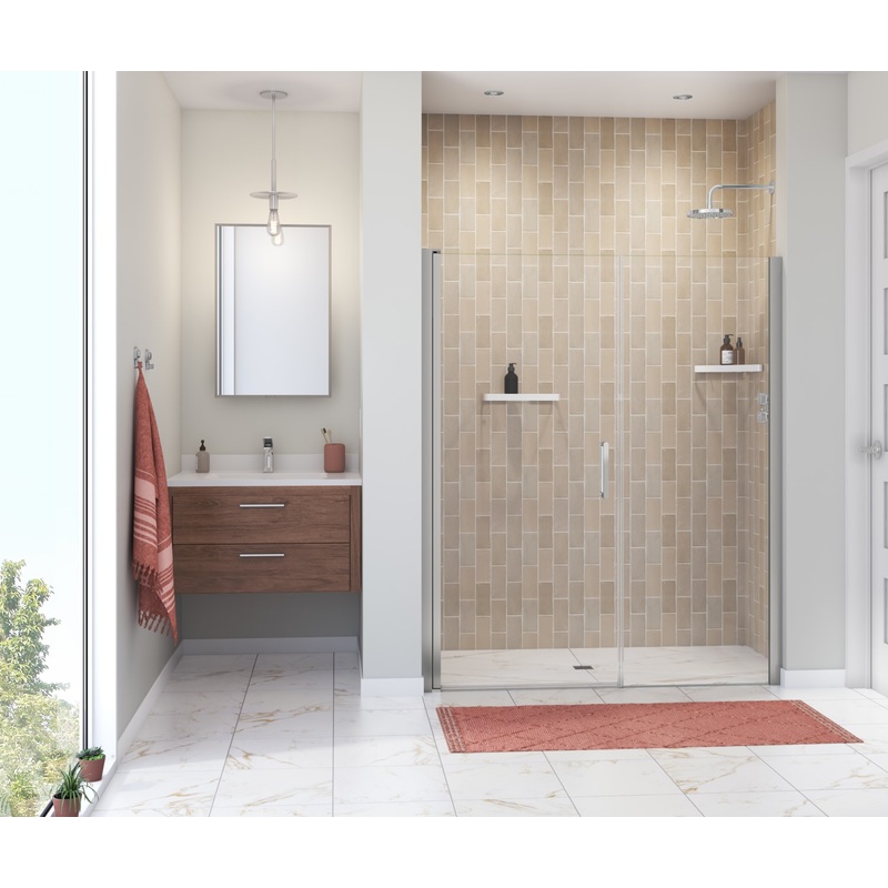 MAAX 138276-900-084-100 Manhattan 55-57 x 68 in. 6 mm Pivot Shower Door for Alcove Installation with Clear glass & Round Handle in Chrome