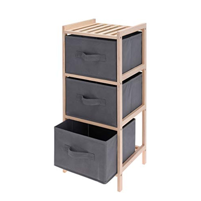 Mensola in legno con 3 cassetti in tessuto – 65 cm – mensola bagno mensola in legno mensola portaoggetti