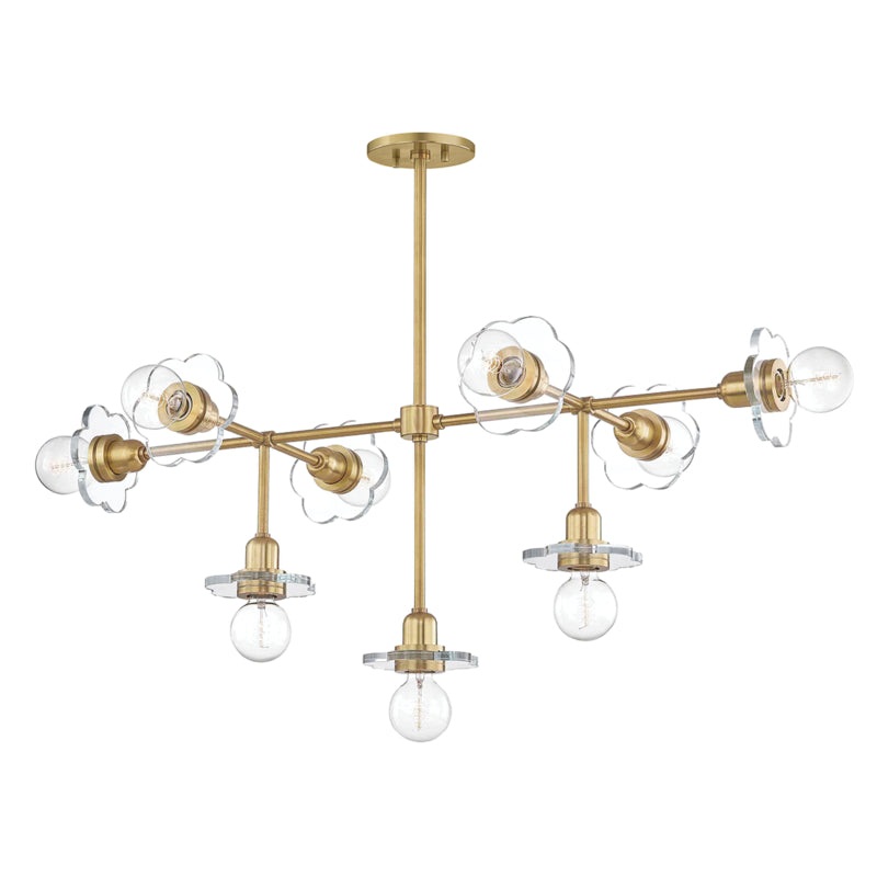 Nine Light Chandelier from the Alexa Collection in Aged Brass Finish by Mitzi
