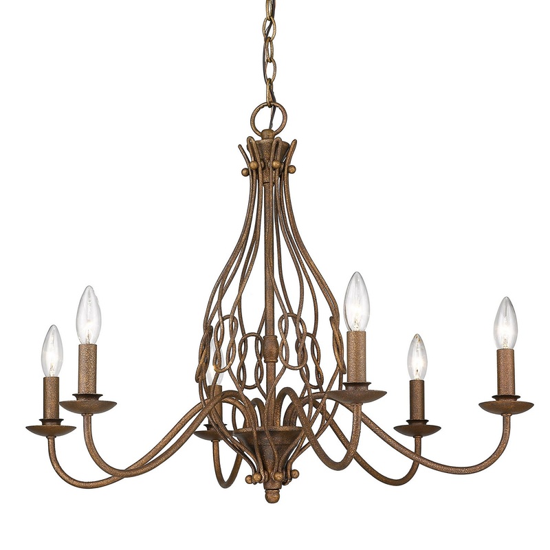 Six Light Chandelier from the Antoinette BC Collection in Burnished Chestnut Finish by Golden