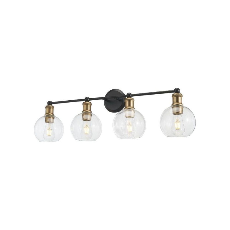 Ash 4-Light Vanity Wall Light Black & Aged Brass