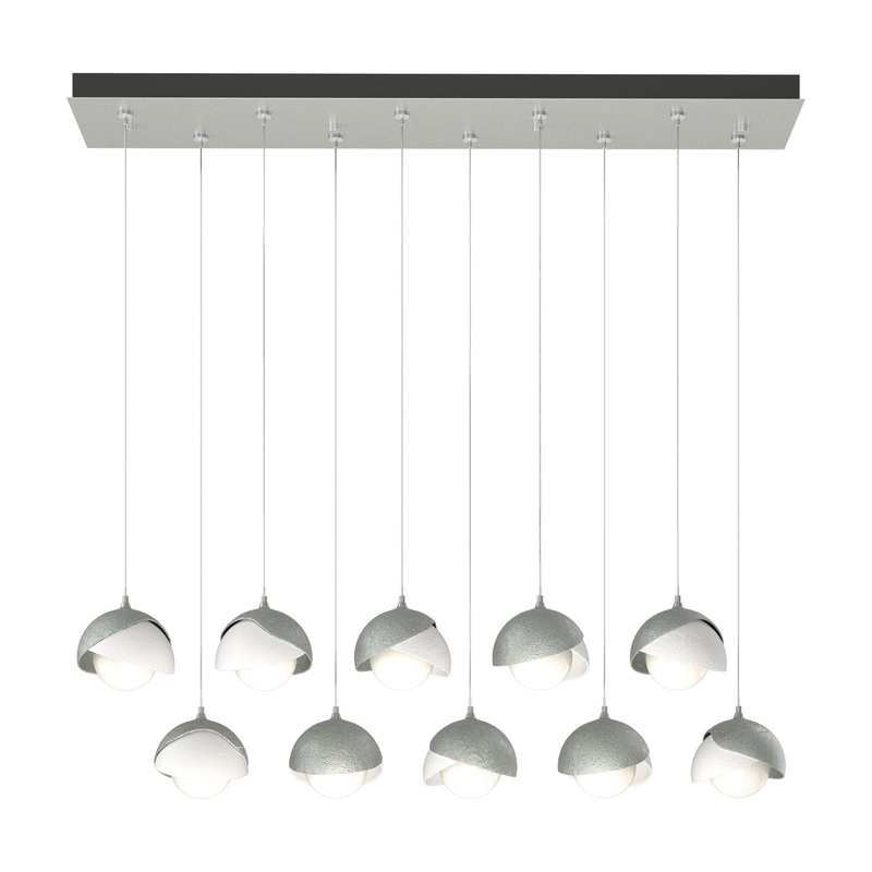 Brooklyn 10-Light Double Shade Pendant Vintage Platinum White