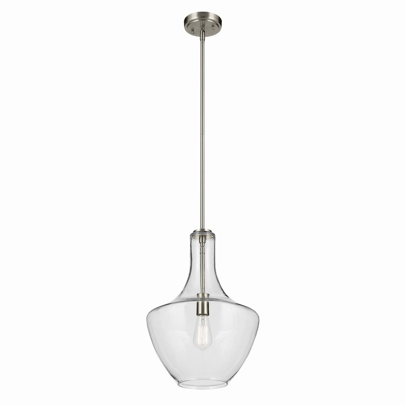 Kichler 42046NI One Light Pendant, Brushed Nickel