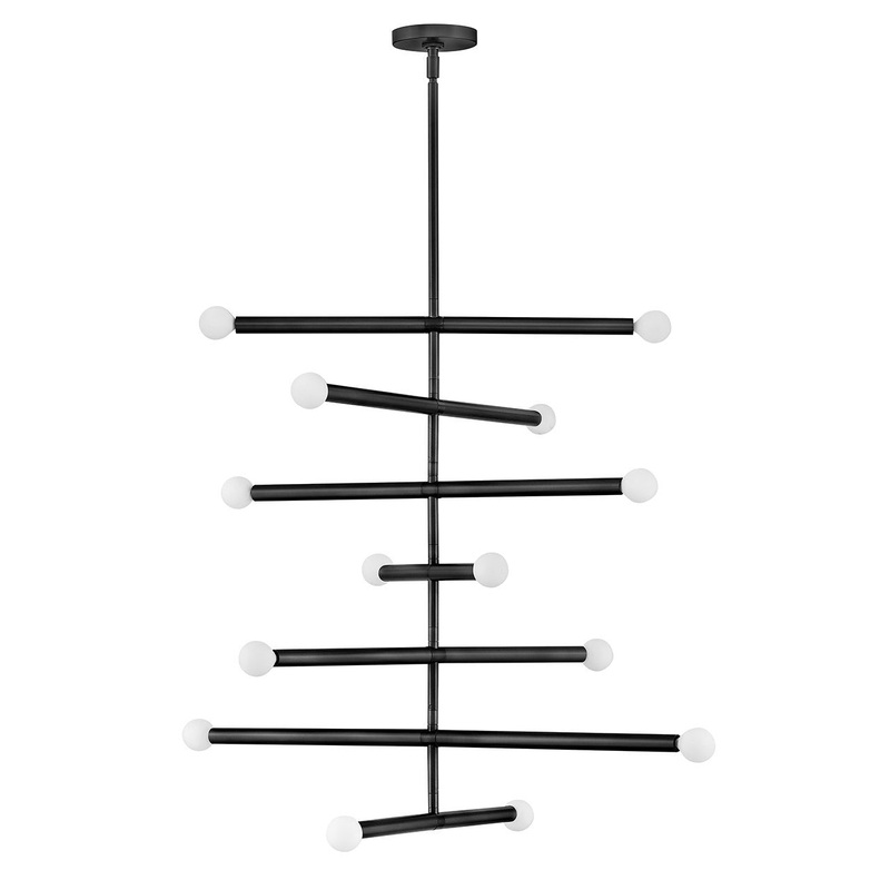 LED Chandelier from the Millie Collection in Black Finish by Lark