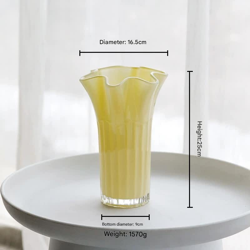 Nordic-Style Glass Vase – Elegant Fluted Flower Vase for Home Decor(Yellow)