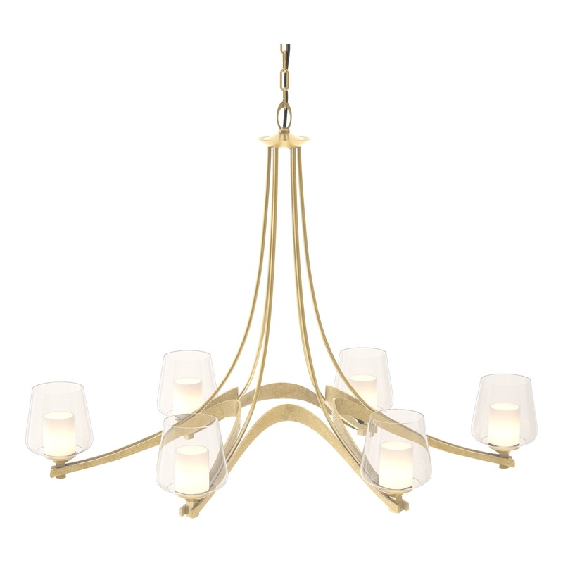 Oval Ribbon 6-Arm Chandelier Modern Brass