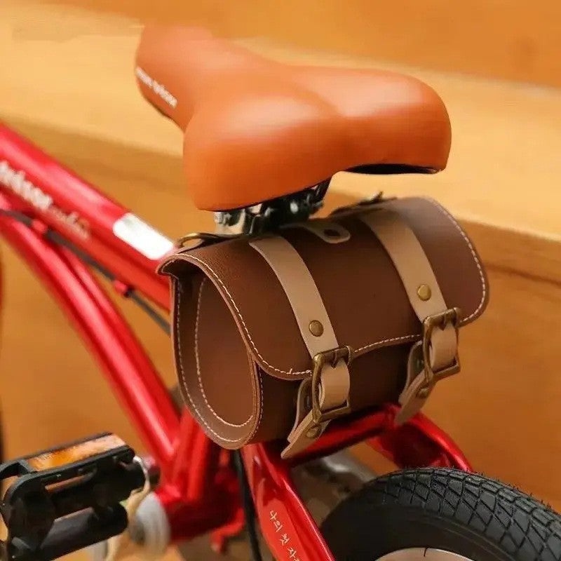 PU Leather Cycling Pouch – Retro Style for Bicycle Handlebars or Saddle
