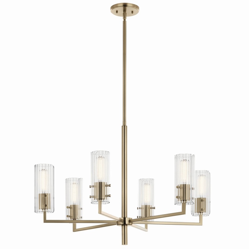 Six Light Chandelier from the Velestino Collection in Champagne Bronze Finish by Kichler