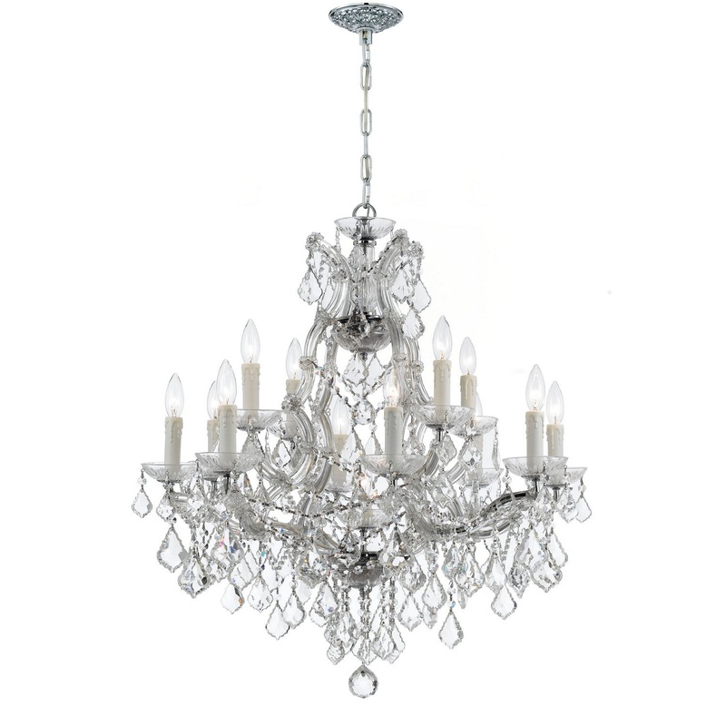 Crystorama 4412-CH-CL-MWP Maria Theresa 13 Light Chandelier Polished Chrome