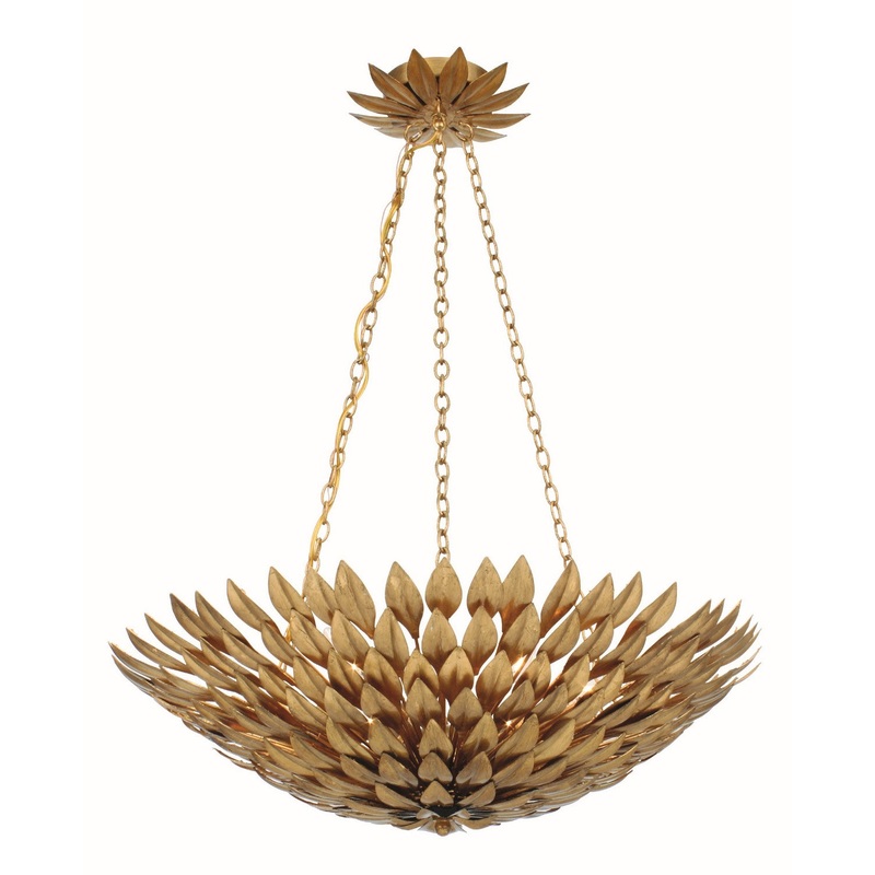 Crystorama 517-GA Broche Six Light Chandelier Antique Gold