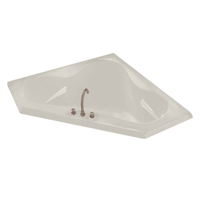 MAAX 100053-003-007-000 Tryst 59 x 59 Acrylic Corner Center Drain Whirlpool Bathtub in Biscuit