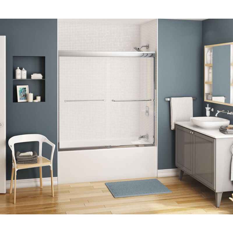 MAAX 134561-900-084-000 Kameleon 55-59 x 57 in. 6 mm Bypass Tub Door for Alcove Installation with Clear glass in Chrome