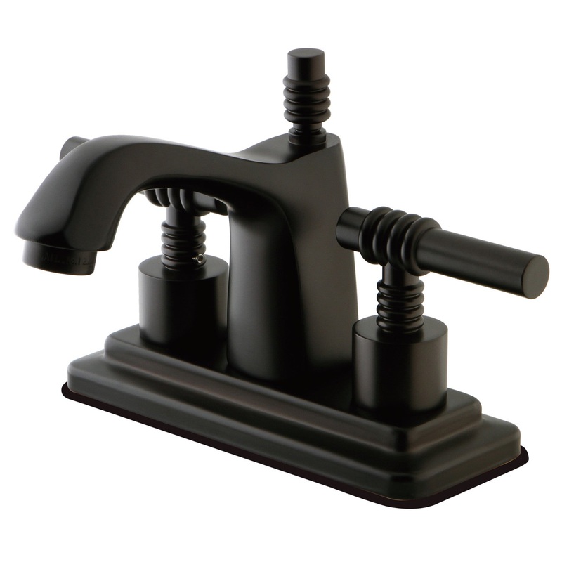 Milano KS8645ML Two-Handle 3-Hole Deck Mount 4″ Centerset Bathroom Faucet with Brass Pop-Up, Oil Rubbed Bronze