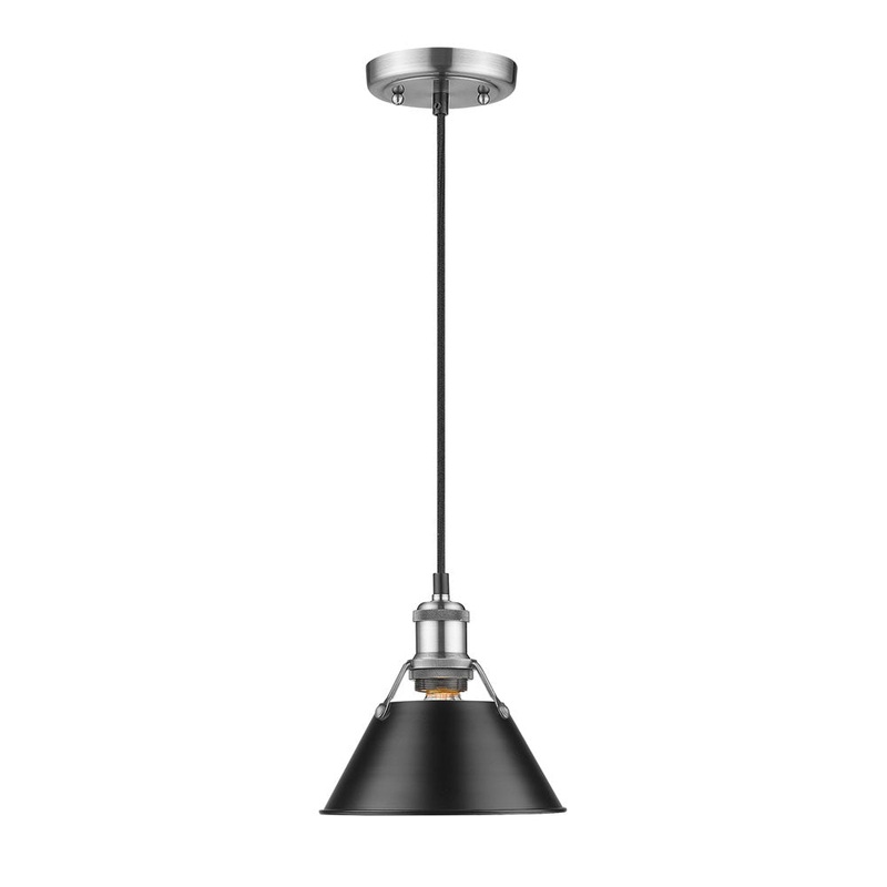 Orwell PW Mini Pendant – 7″ in Pewter with Matte Black Shade