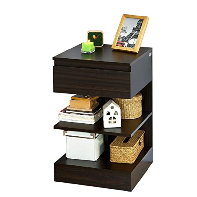 SoBuy Tavolino da divano, tavolino da soggiorno, Comodini letto,con cassetto,FBT49-BR,IT