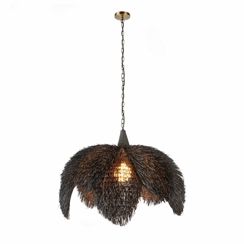 Arteriors DMS17 Ezra One Light Pendant Black Wash/Antique Brass