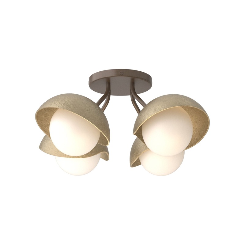 Brooklyn 4-Light Single Shade Semi-Flush Bronze Soft Gold