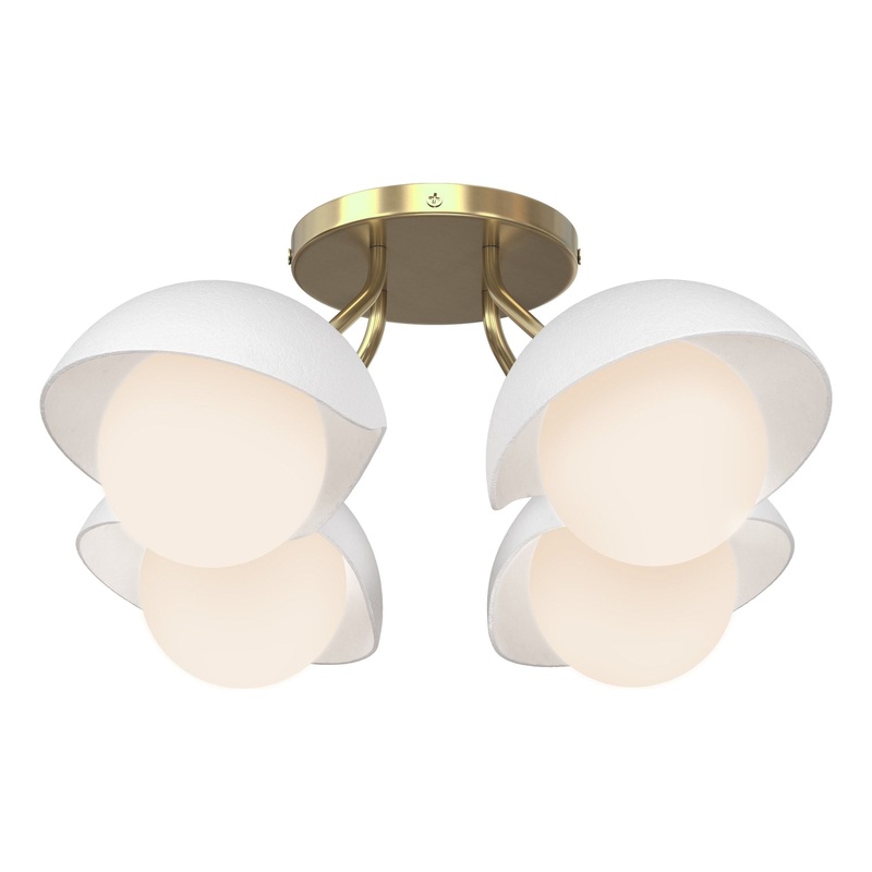Brooklyn 4-Light Single Shade Semi-Flush Modern Brass White