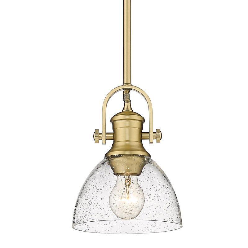 Hines Mini Pendant in Brushed Champagne Bronze with Seeded Glass Shades