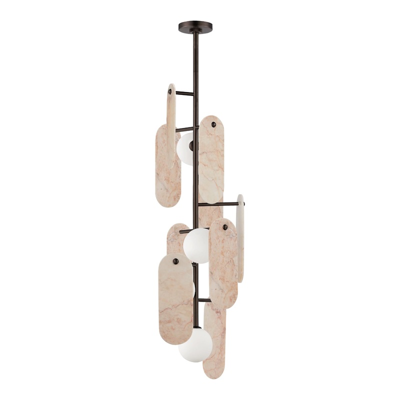 Megalith 5-Light Vertical LED Pendant Brushed Bronze Rose Jade