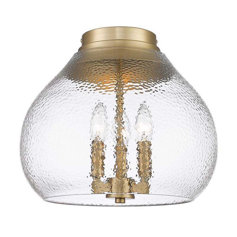 Three Light Flush Mount from the Ariella Collection in Brushed Champagne Bronze Finish by Golden
