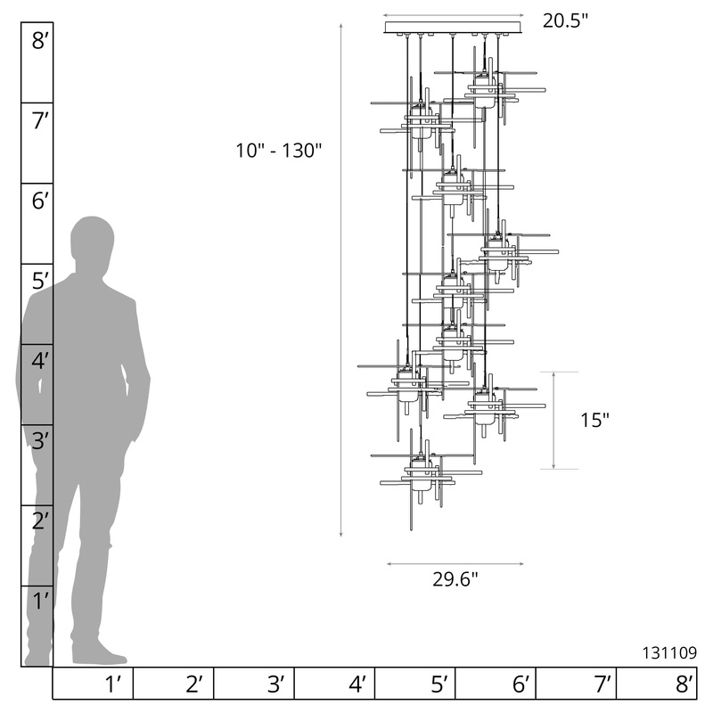 Tura 9-Light Frosted Glass Pendant Ink