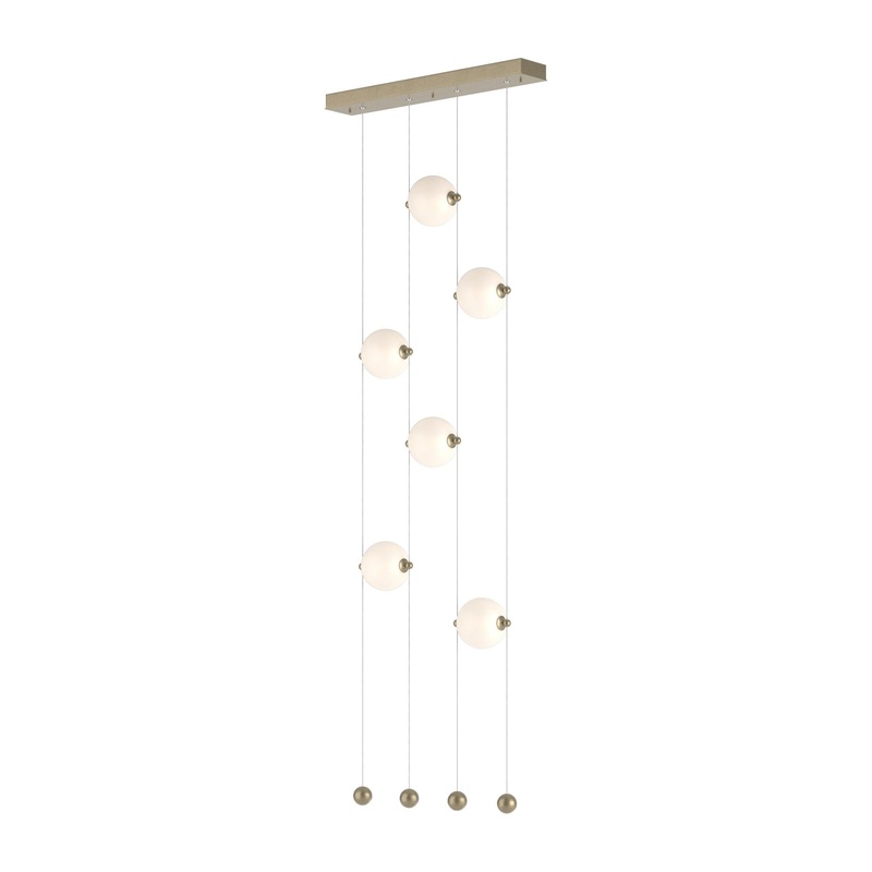 Abacus 6-Light Ceiling-to-Floor LED Pendant Soft Gold Opal Glass (GG)