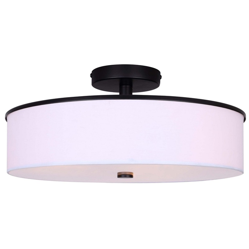 Canarm ISF2037B03BK Tristan Three Light Semi-Flush Mount Matte Black