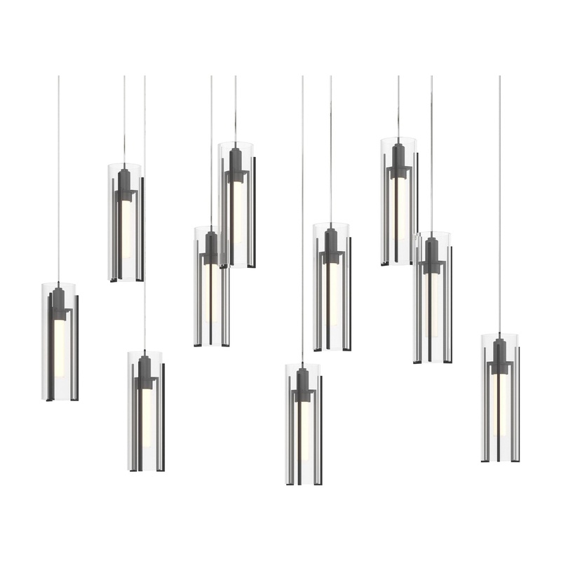Exos Glass 10-Light Pendant Black Clear Glass (ZM)