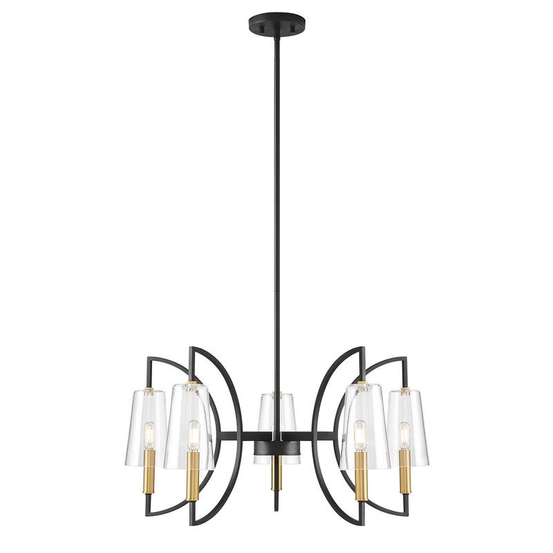 Hanley 5-Light Chandelier Matte Black and Warm Brass