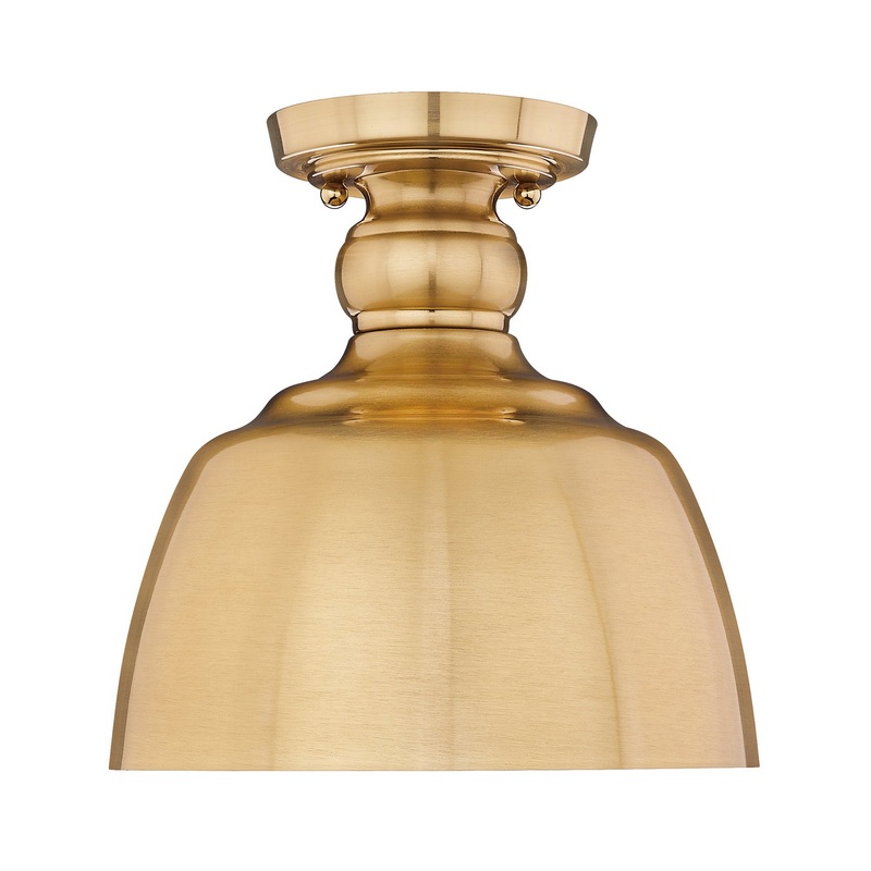 One Light Flush Mount from the Holmes MBG Collection in Modern Brushed Gold Finish by Golden