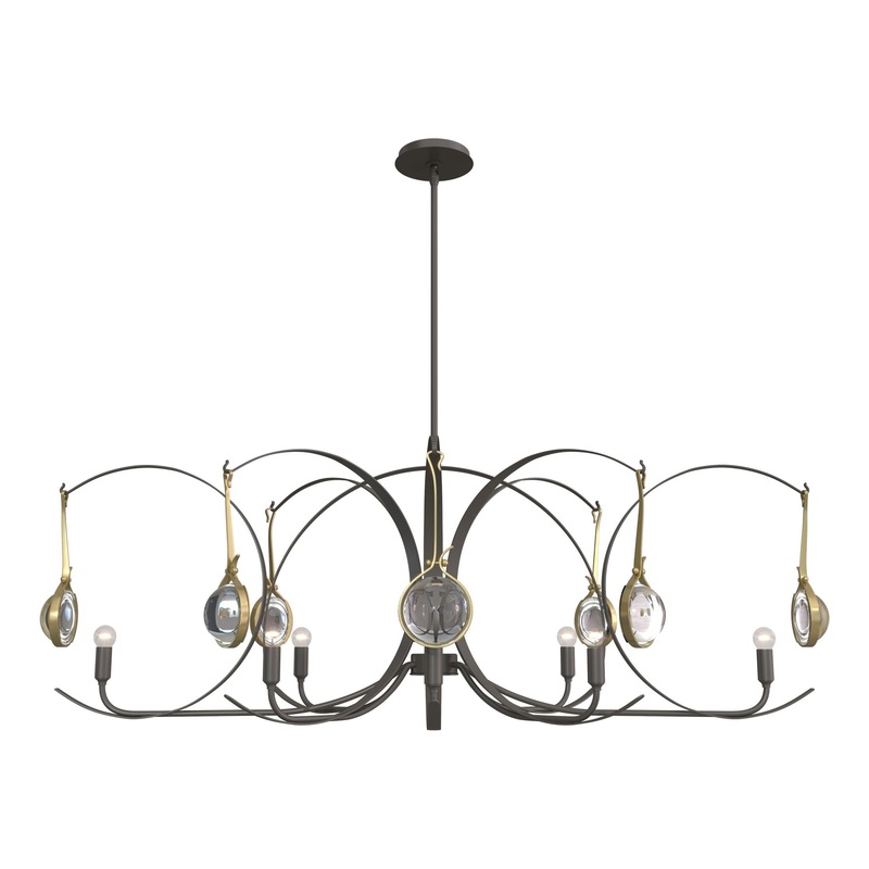 Optic 8-Light Oval Pendant Dark Smoke Modern Brass