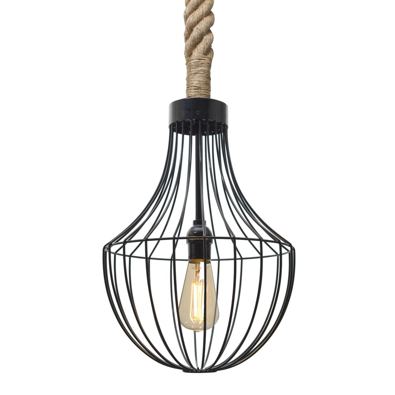 Besa 1JT-SULTANA-F-EDIL-BK Sultana Rope One Light Pendant Black