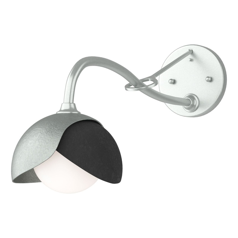 Brooklyn 1-Light Double Shade Long-Arm Sconce Vintage Platinum Black