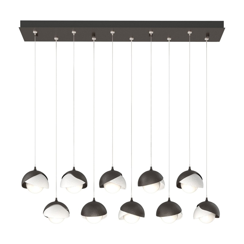 Brooklyn 10-Light Double Shade Pendant Oil Rubbed Bronze White