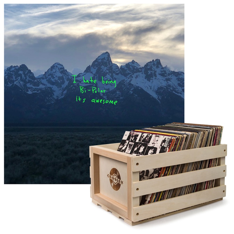 Crosley Record Storage Crate & Kanye West – Ye – Vinyl Album Bundle