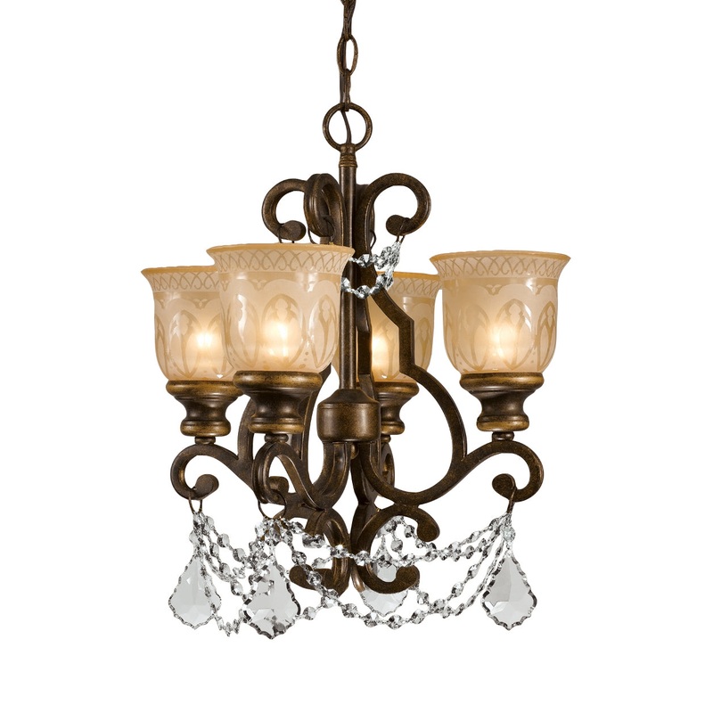 Crystorama 7504-BU-CL-MWP Norwalk Four Light Mini Chandelier Bronze Umber