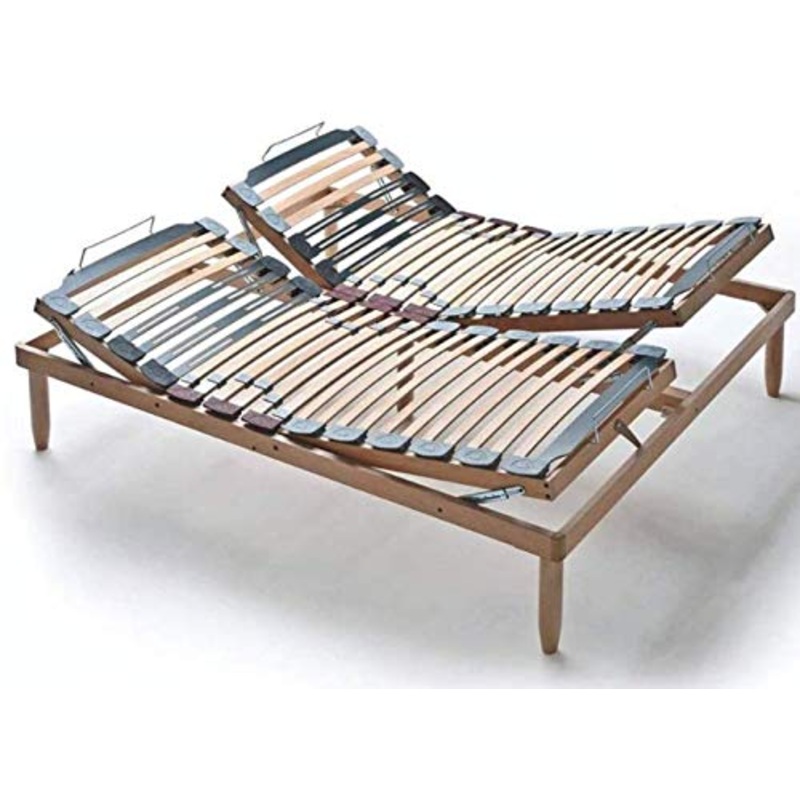 EvergreenWeb – Rete Matrimoniale 160×190 con Doghe in Legno 2 Alzate Manuali Separate ALZA Testa e Piedi Ortopedica Regolatori di Rigidit, Gambe Smontabili Base Letto da Incasso Rinforzata – Offerta
