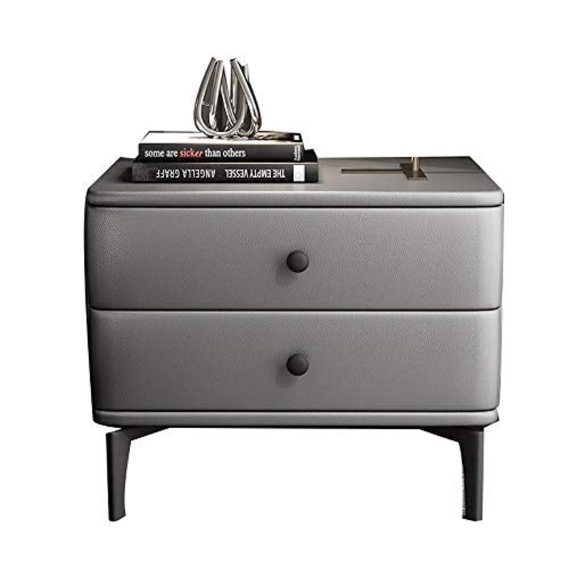 GFFTYX Comodino – comodino moderno minimalista in pelle art storage cabinet arredamento camera da letto mobili in pelle di fascia alta comodino – 47x40x50cm (Color : Light gray)