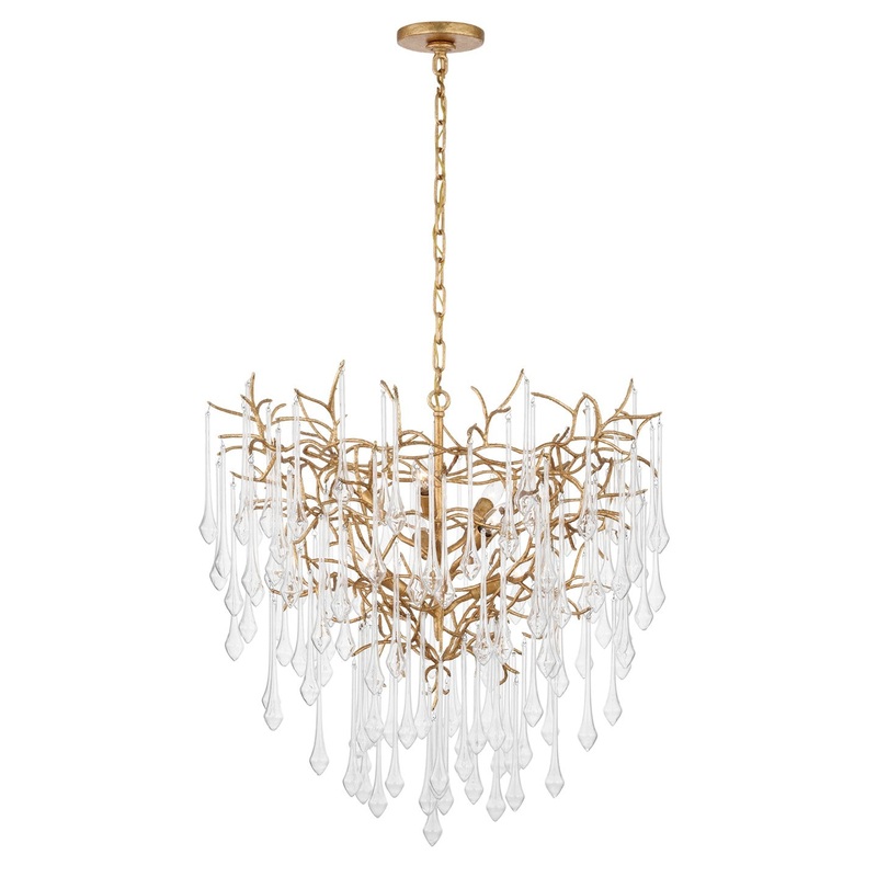 LED Chandelier from the Rayne Collection in Gilded Iron Finish by Visual Comfort Signature