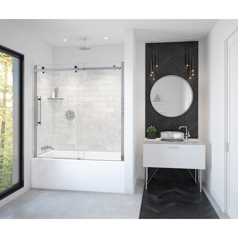MAAX 138480-900-350-000 Vela 56 -59 x 59 in. 8 mm Sliding Tub Door for Alcove Installation with Clear glass in Chrome and Matte Black