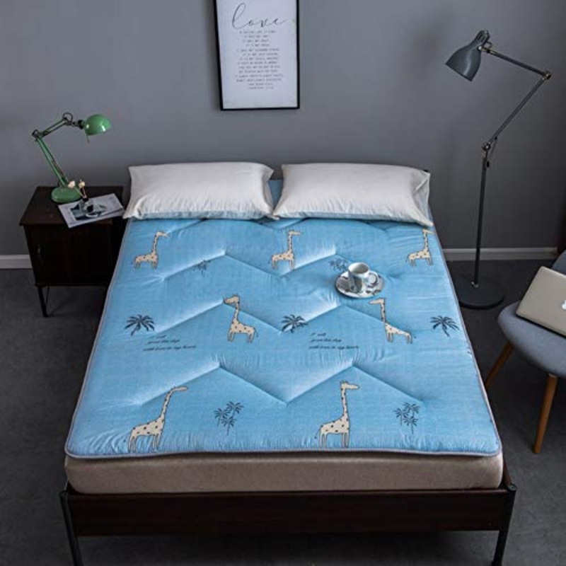 Nileco Coprimaterasso Trapuntato Full Size, Schiuma di Memoria Coprimaterasso Ultra Soft Coprimaterasso Pieghevole Tatami Tappetino Materasso Futon-e King