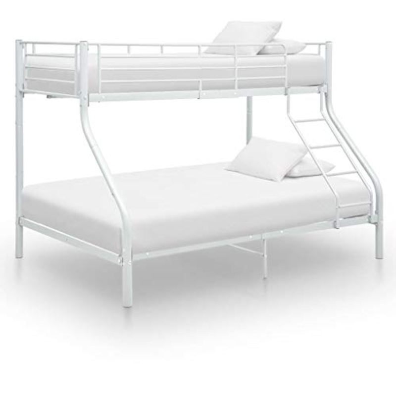 BIGTO – Struttura letto a castello in metallo, per camera da letto, colore: bianco, 140 x 200 cm, 90 x 200 cm