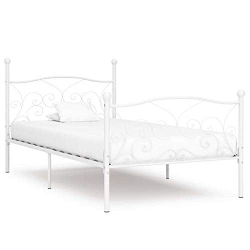 BIGTO – Struttura letto in metallo, per camera da letto, stile bianco, 100 x 200 cm