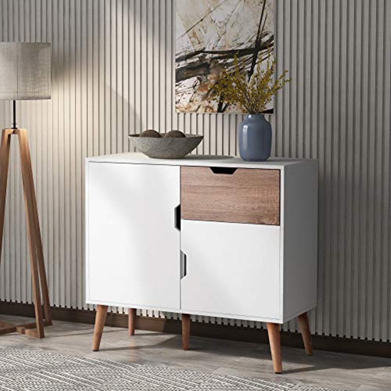 Comodino Armadio Di Stoccaggio Credenza Armadio Da Appoggio GRATUITO Castaggio Della Stanza Dell’unit Di Visualizzazione Dell’entrata Dell’entrata 1 Cassetto 2 Porte Con Le Gambe Di Supporto Decor Di