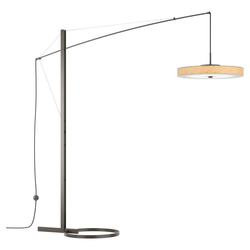 Disq Arc LED Floor Lamp Dark Smoke Cork Shade (SG)