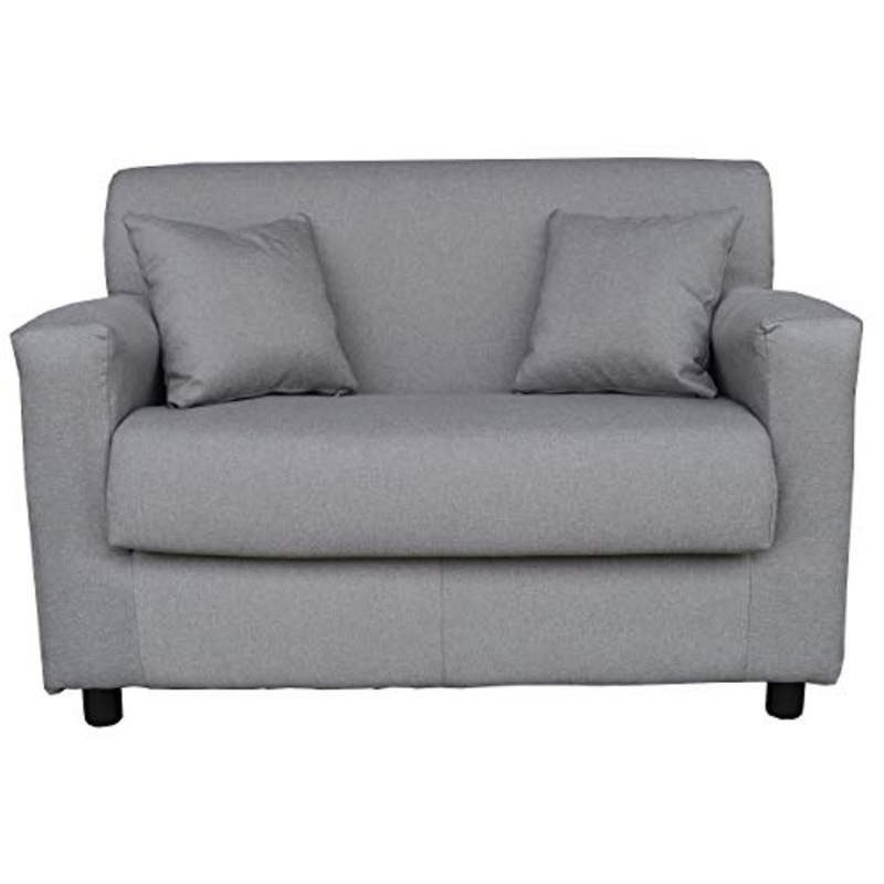 Divano mini sfoderabile 2 posti in tessuto imbottito con braccioli larghezza 118 cm (Grigio)