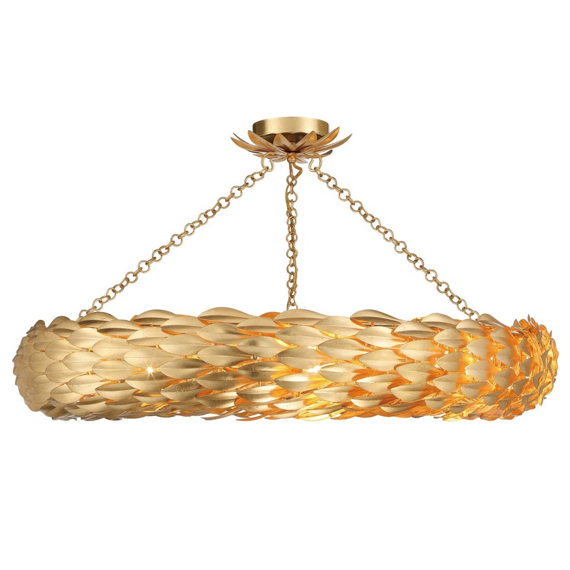 Eight Light Semi Flush Mount from the Broche Collection in Antique Gold Finish by Crystorama