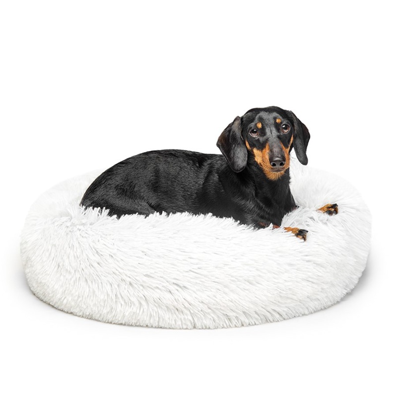 Fur King “Aussie” Calming Dog Bed  – White – 60 CM – Small